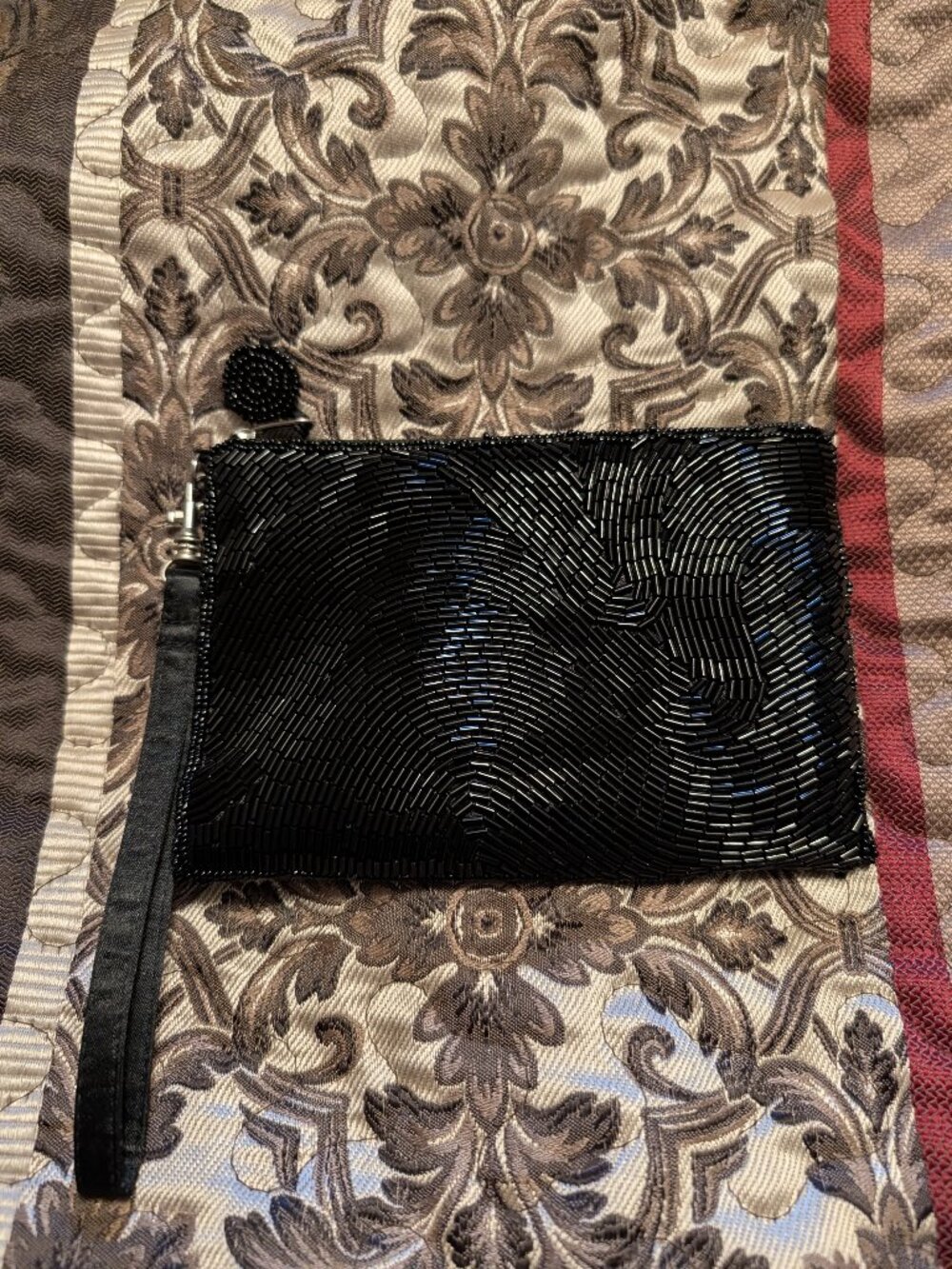 Black Ornately Beaded Wristlet